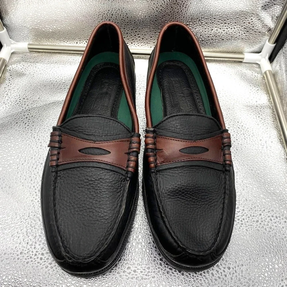 Sebago Broadway 91-7063 Two-Tone Black Brown Leather Penny Loafers Men 10 3E Box